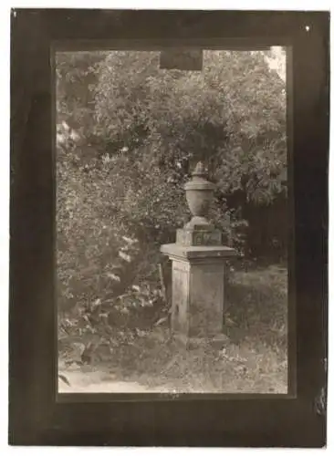 Fotografie W. Apel, Berlin, Ansicht Buchholz bei Treuenbrietzen, Urne aquf Säule stehend