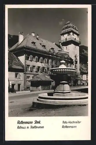 AK Rottenmann, Rathaus mit Stadtbrunnen