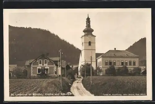 AK St. Lorenzen im Mürztal, Kirche und Schule