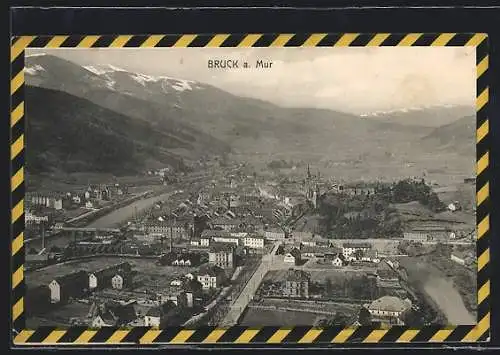 AK Bruck a. Mur, Ortsansicht mit Kirche und Brücke