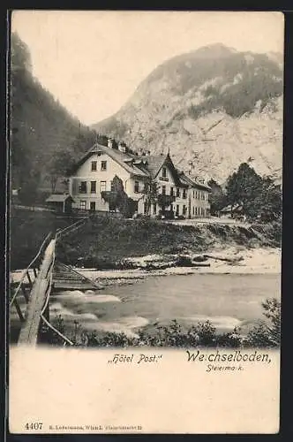 AK Weichselboden, Julius Mussotter`s Hotel Post, Blick über die Salza