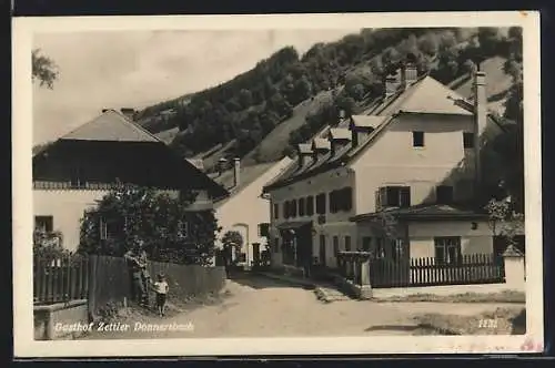 AK Donnersbach, Strassenpartie mit Gasthof Zettler