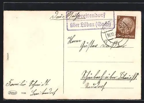 AK Landpoststempel Breitendorf über Löbau /Sachsen