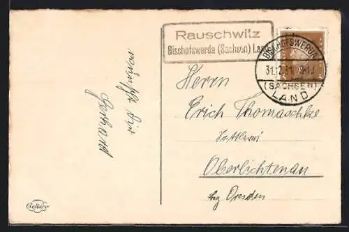 AK Landpoststempel Rauschwitz /Bischofswerda /Sachsen-Land