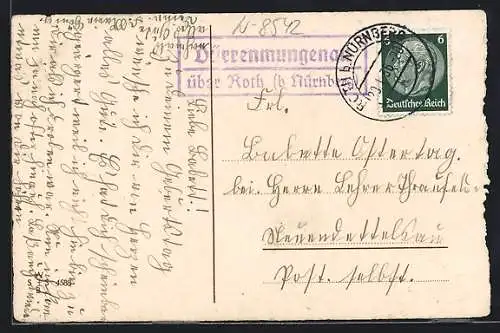 AK Landpoststempel Dürrenmungenau über Roth