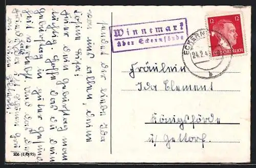 AK Landpoststempel Winnemark über Eckernförde