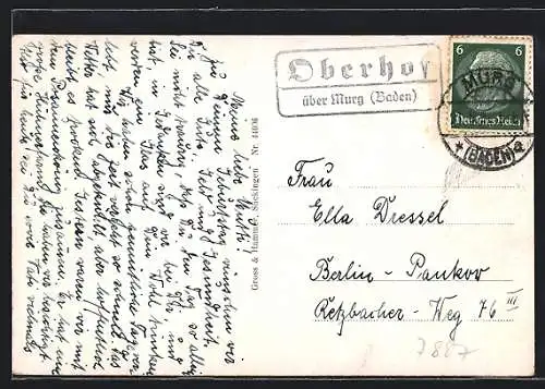 AK Landpoststempel Oberhof über Murg /Baden