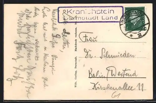 AK Landpoststempel Kranichstein /Darmstadt-Land