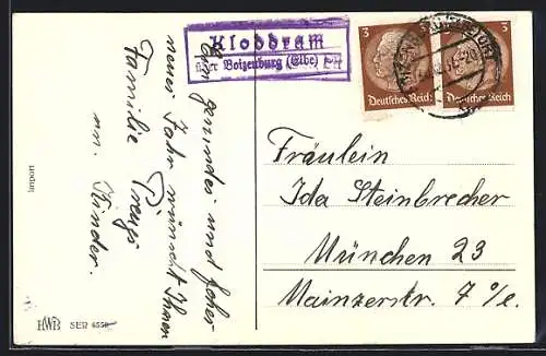 AK Landpoststempel Kloddram über Boizenburg /Elbe