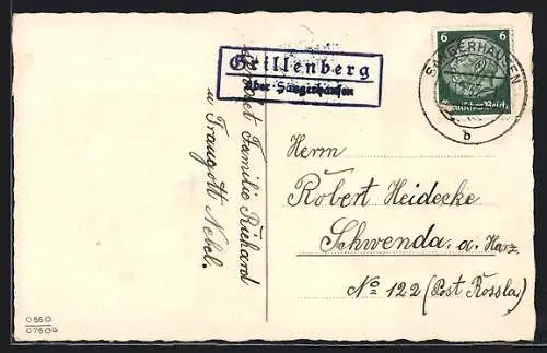 AK Landpoststempel Grillenberg über Sangerhausen