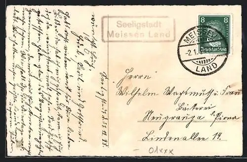AK Landpoststempel Seeligstadt, Meissen Land