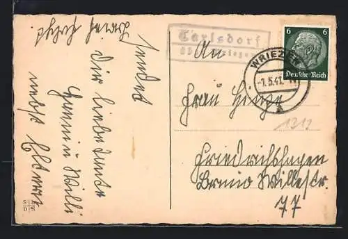 AK Landpoststempel Carlsdorf über Wriezen