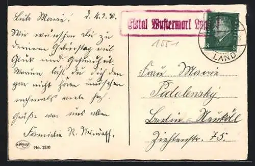 AK Landpoststempel Elstal, Wustermark Land