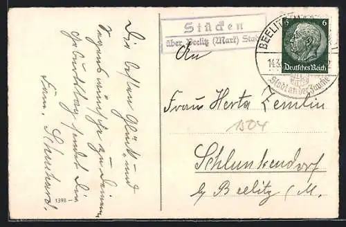AK Landpoststempel Stücken über Beelitz (Mark) Stadt