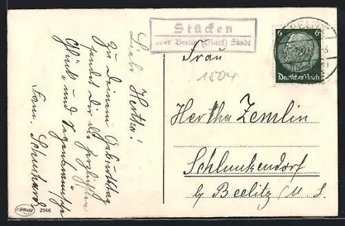 AK Landpoststempel Stücken über Beelitz (Mark) Stadt