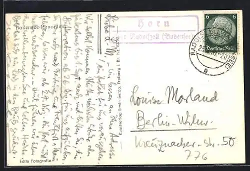 AK Landpoststempel Horn über Radolfzell (Bodensee)