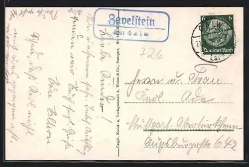 AK Landpoststempel Zavelstein über Calw