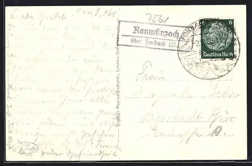 AK Landpoststempel Raumünzach über Forbach (B.)