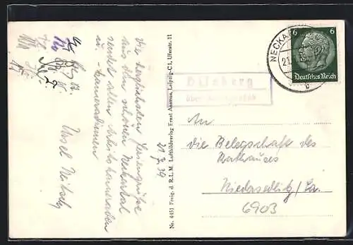 AK Landpoststempel Dilsberg über Neckargemünd