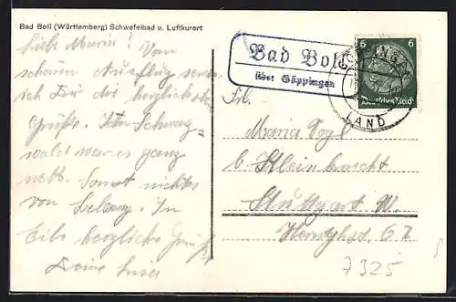 AK Landpoststempel Bad Boll über Göppingen