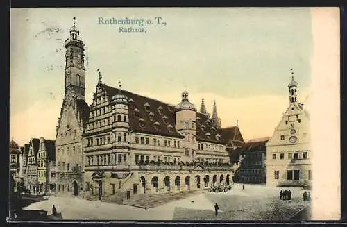 AK Rothenburg o. T., Rathaus mit Kirche