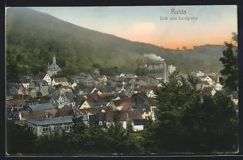 AK Ruhla, Blick vom Landgrafen auf den Ort