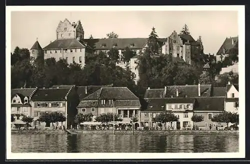 AK Meersburg a. Bodensee, Blick aufs Alte Schloss vom Fluss