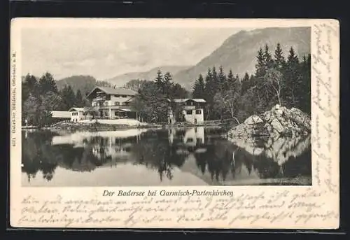 AK Grainau, Uferblick zum Hotel Badersee