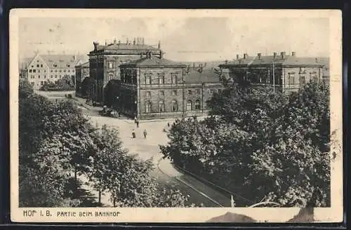 AK Hof a. Saale, Blick auf den Bahnhof