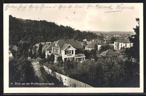 AK Ilmenau / Thür., Blick von der Strasse Prellerpromenade auf den Ort