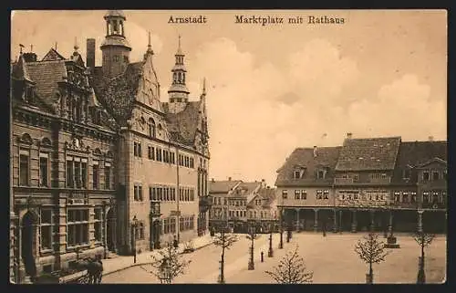 AK Arnstadt, Marktplatz mit Rathaus
