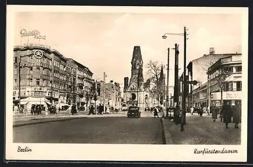 AK Berlin-Charlottenburg, Kurfürstendamm m. Blick auf Gedächtniskirche