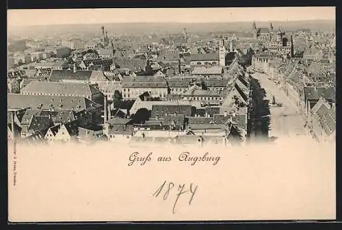 AK Augsburg, Blick über die Dächer der Stadt
