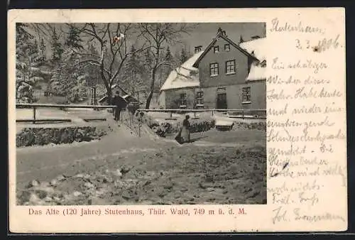 AK Stutenhaus /Thür. Wald, Gasthaus Stutenhaus im Winter