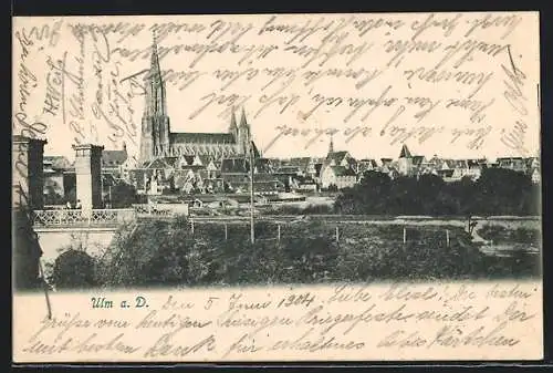 AK Ulm a. D., Ortsansicht mit Kirche