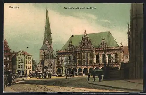 AK Bremen, Marktplatz mit Liebfrauenkirche