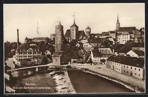 AK Bautzen, Blick von der Kronprinzenbrücke