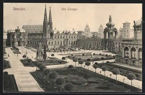 AK Dresden, Zwinger aus der Vogelschau