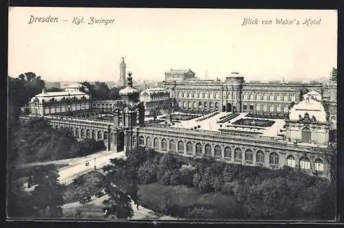 AK Dresden, Kgl. Zwinger, Blick von Weber`s Hotel