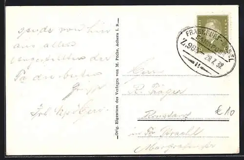 AK Bahnpoststempel Frankfurt-Basel, Zug 983