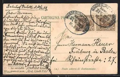 AK Bahnpoststempel Magdeburg-Hannover, Zug 313