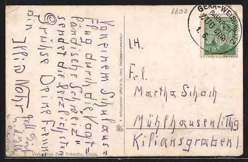 AK Bahnpoststempel Gera-Weischlitz, Zug 2183