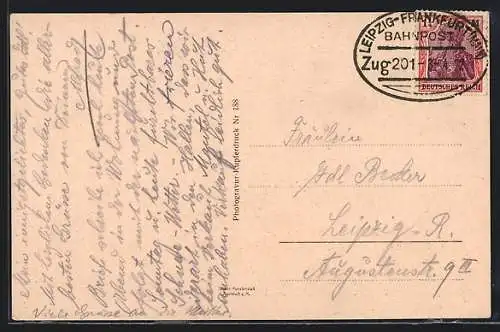 AK Bahnpoststempel Leipzig-Frankfurt (Main), Zug 201