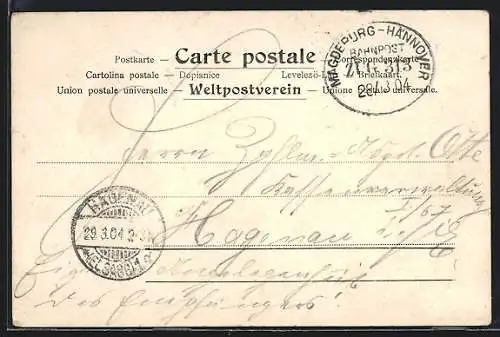 AK Bahnpoststempel Magdeburg-Hannover, Zug 313