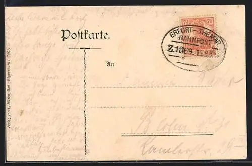 AK Bahnpoststempel Erfurt-Themar, Zug 1869