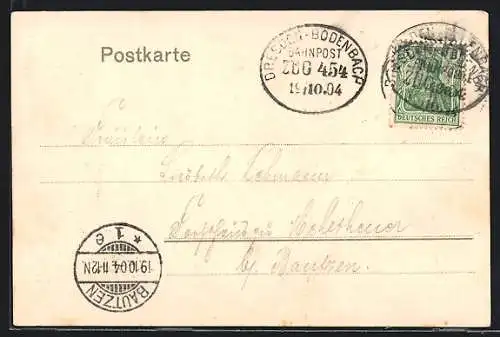 AK Bahnpoststempel Dresden-Bodenbach, Zug 454