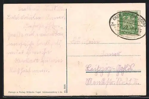 AK Bahnpoststempel Chemnitz-Aue-Adorf, Zug 1739