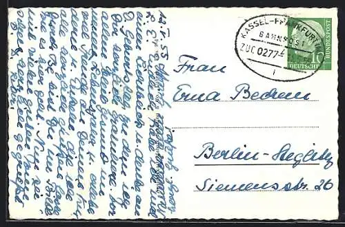 AK Bahnpoststempel Kassel-Frankfurt (M), Zug 0277
