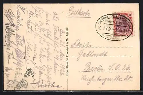 AK Bahnpoststempel Cassel-Frankfurt (M), Zug 179