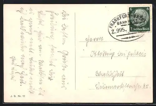 AK Bahnpoststempel Frankfurt-Basel, Zug 995.